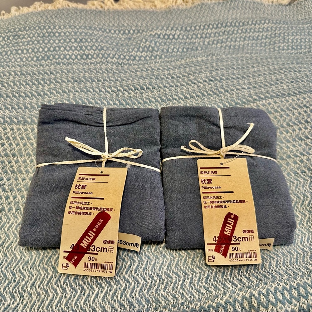 Blue MUJI Pillowcase Set